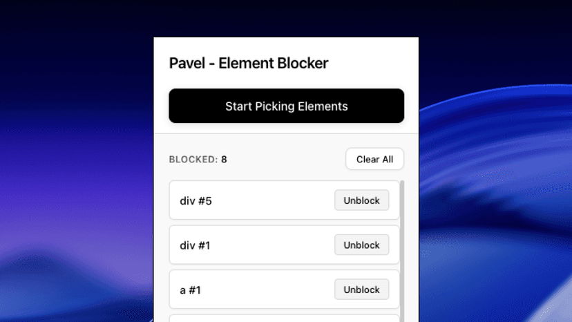 Pavel Element Blocker browser extension